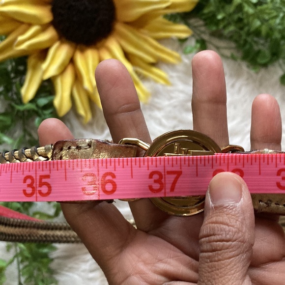 Ralph Lauren LAUREN LRL Gold Braided Leather Belt Gold Snap Lock Size M/L - Picture 4 of 4